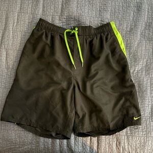 Nike Black and Green Swim Shorts